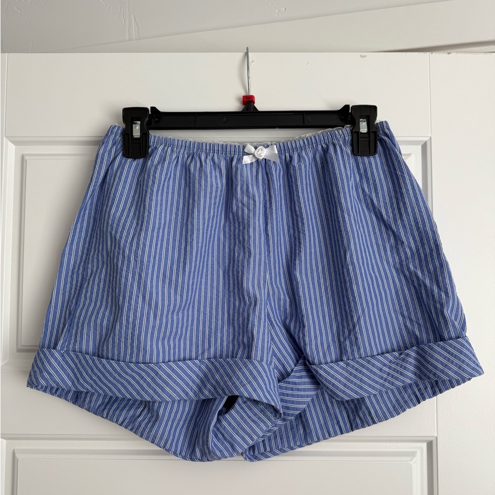 Blue Striped Women's Shorts